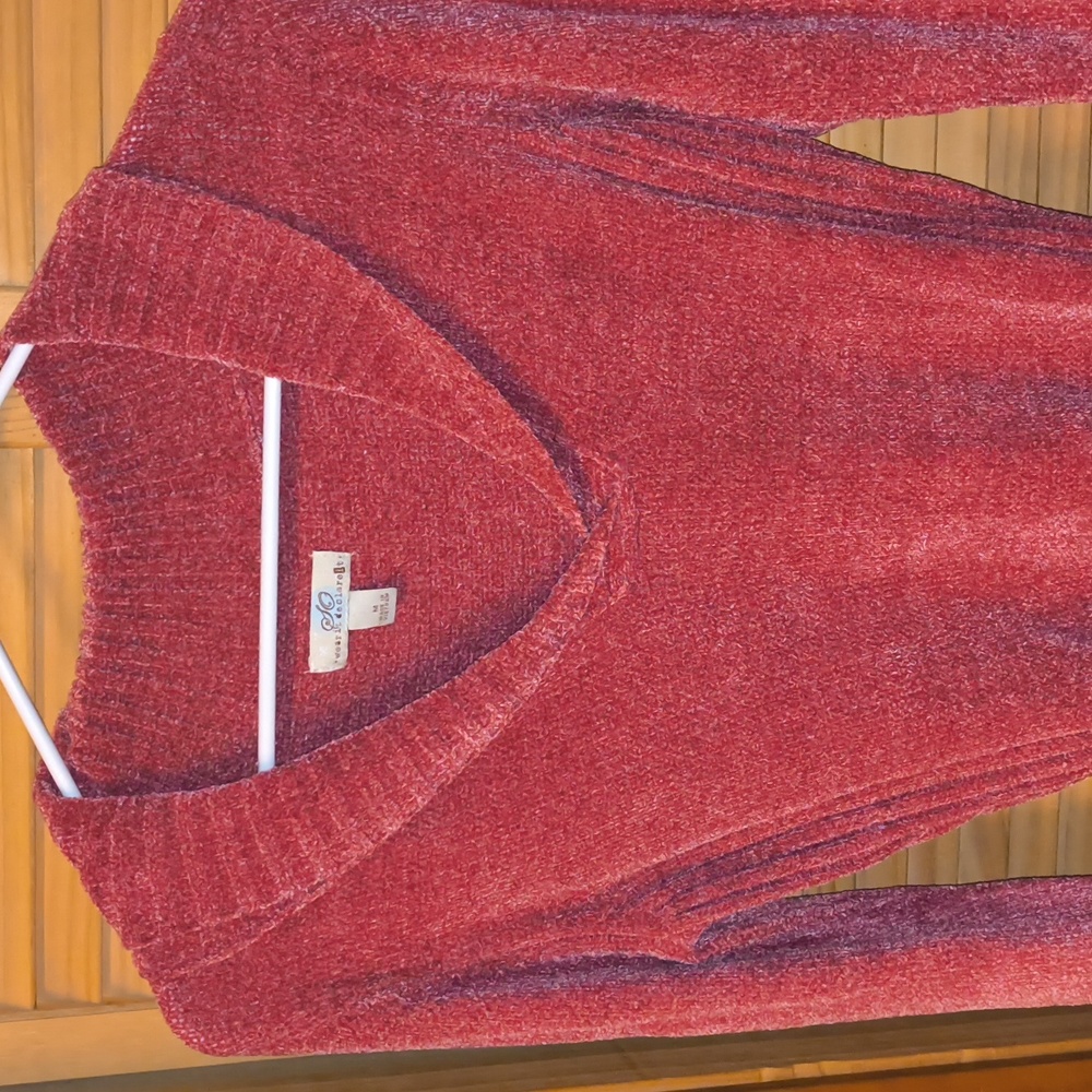 So Wear It Declare It Brand Rose-Pink Stretchy V-neck Velour Sweater-NWOT